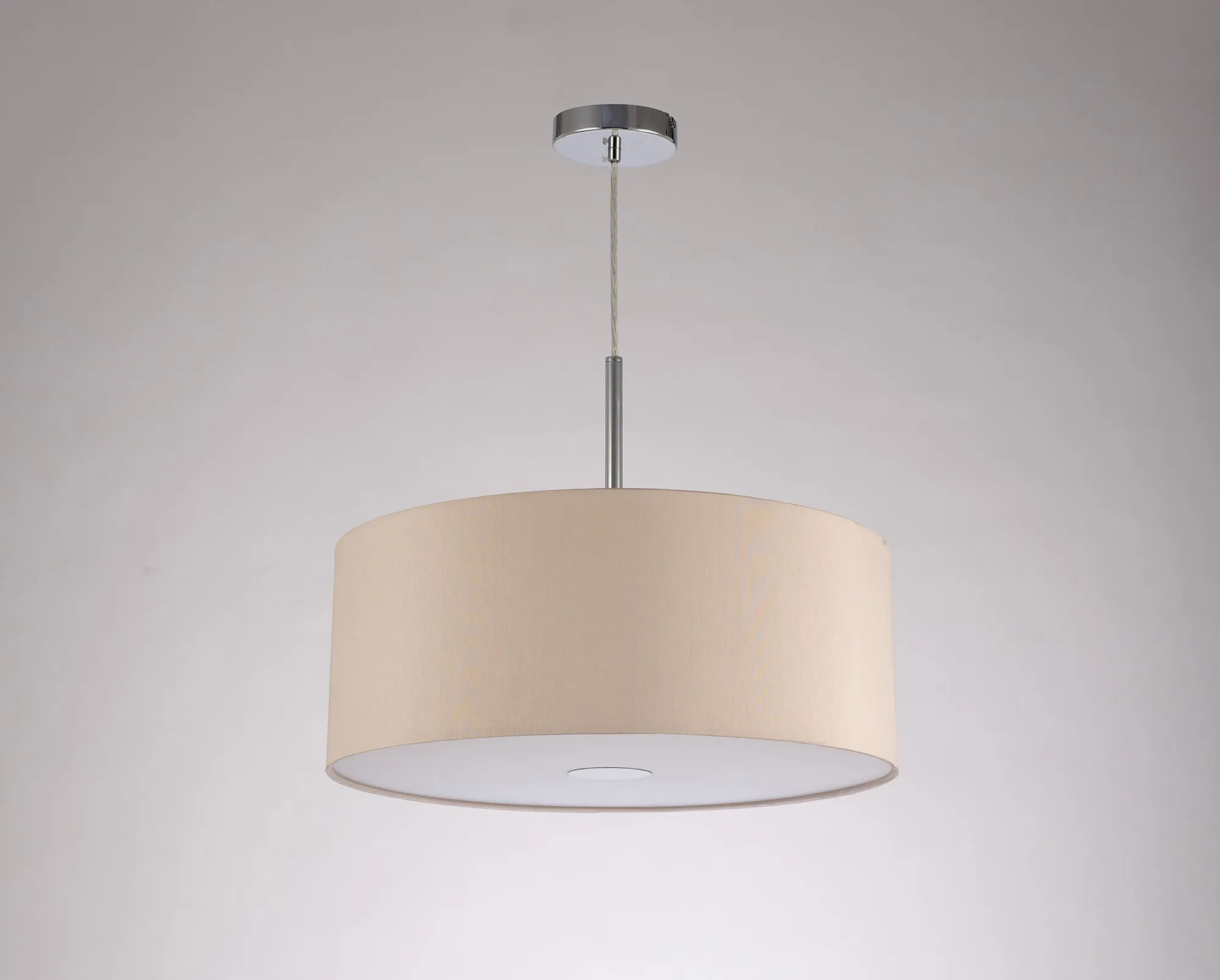 Baymont 50cm Pendant 1 Light Polished Chrome, Nude Beige/Moonlight, Frosted Diffuser DK0144  Deco Baymont CH NU